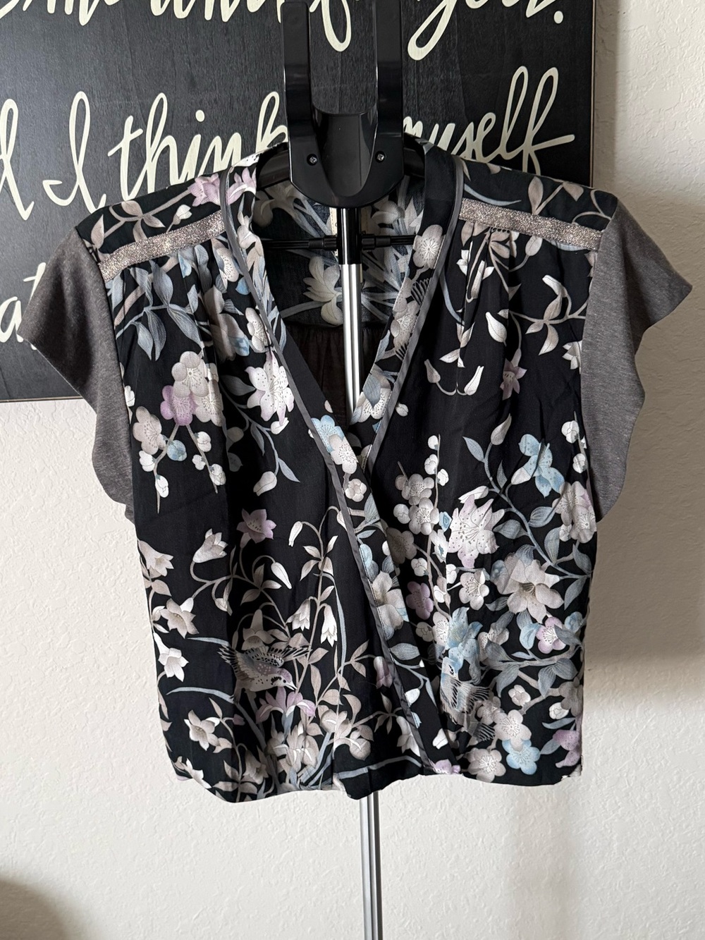 Anthropologie Tiny Floral Surplice Top